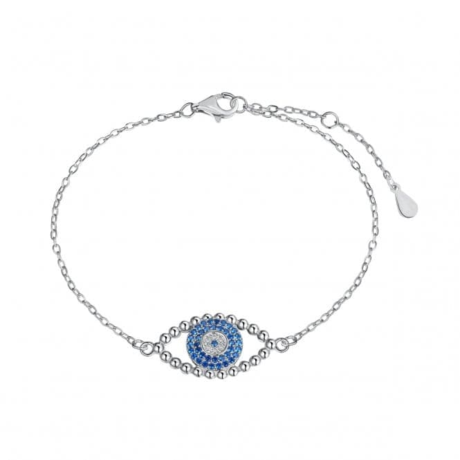Sterling Silver Rhodium Plated Blue Evil Eye Bracelet ERLB055Ellie Rose LondonERLB055