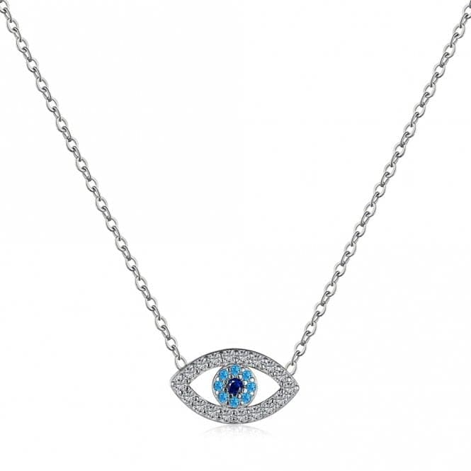Sterling Silver Rhodium Plated Blue Evil Eye Necklace ERLN040Ellie Rose LondonERLN040