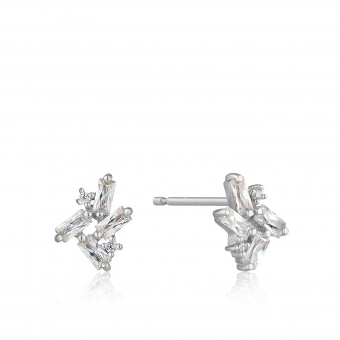 Sterling Silver Rhodium Plated Cluster Stud Earrings E018 - 05HAnia HaieE018 - 05H