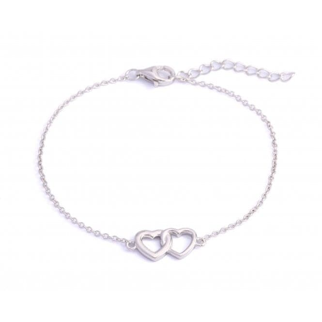 Sterling Silver Rhodium Plated Double Heart Bracelet ERLB006Ellie Rose LondonERLB006