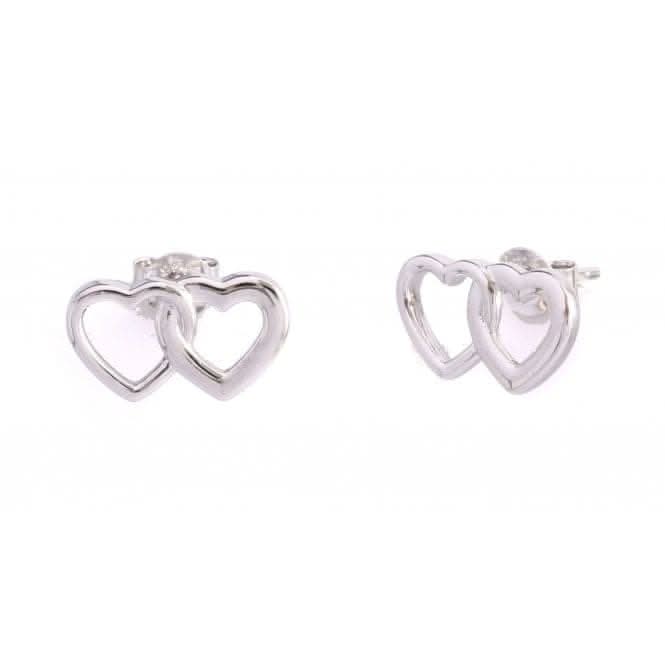 Sterling Silver Rhodium Plated Double Heart Earrings ERLE004Ellie Rose LondonERLE004