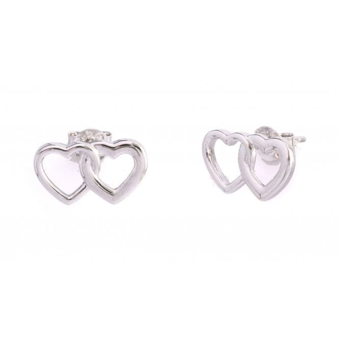 Sterling Silver Rhodium Plated Double Heart Earrings ERLE004Ellie Rose LondonERLE004