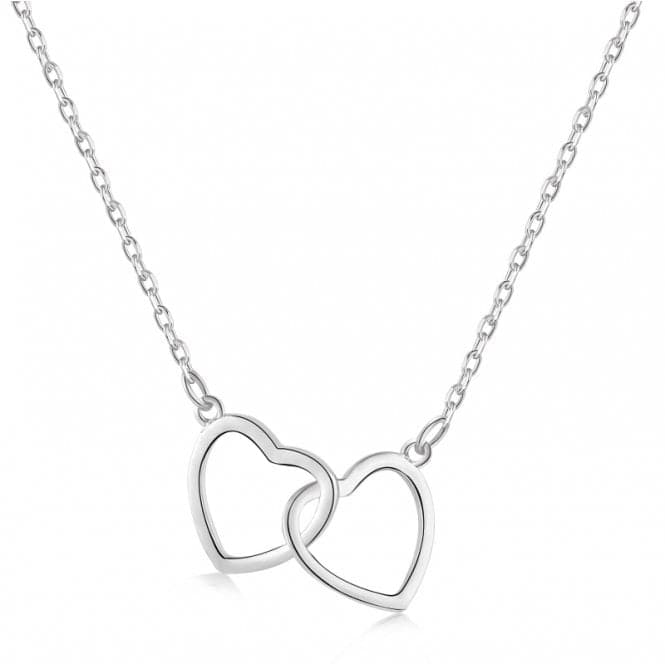 Sterling Silver Rhodium Plated Double Heart Necklace ERLN010Ellie Rose LondonERLN010