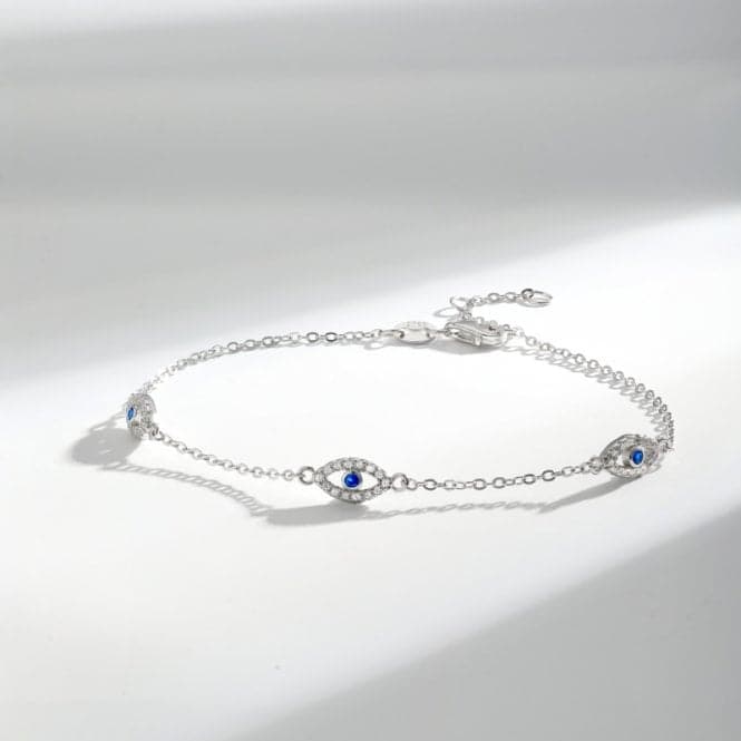 Sterling Silver Rhodium Plated Evil Eye Bracelet ERLB018Ellie Rose LondonERLB018