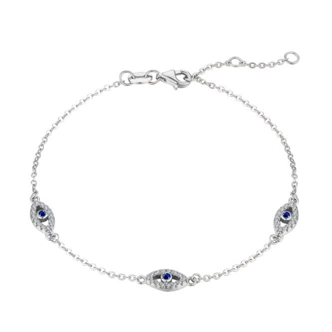 Sterling Silver Rhodium Plated Evil Eye Bracelet ERLB018Ellie Rose LondonERLB018