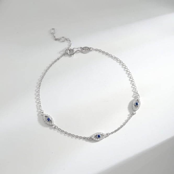 Sterling Silver Rhodium Plated Evil Eye Bracelet ERLB018Ellie Rose LondonERLB018