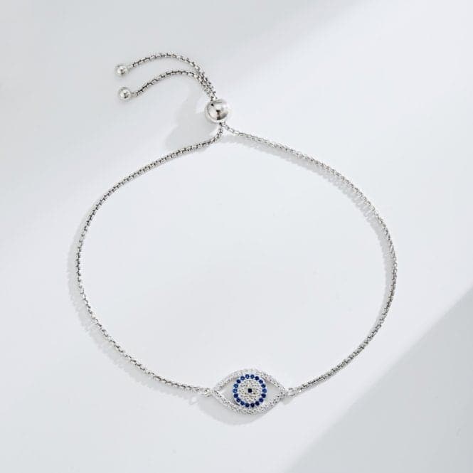 Sterling Silver Rhodium Plated Evil Eye Bracelet ERLB020Ellie Rose LondonERLB020