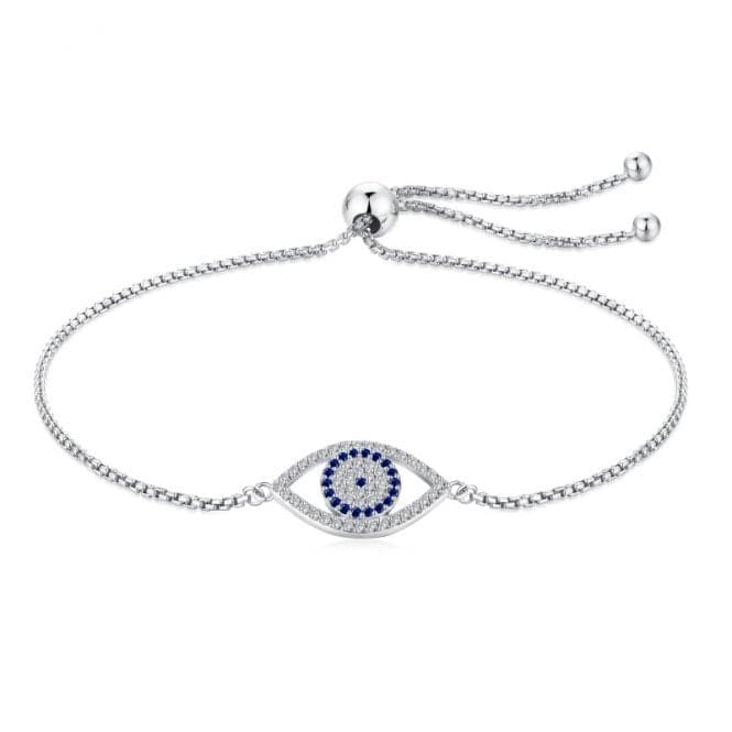 Sterling Silver Rhodium Plated Evil Eye Bracelet ERLB020Ellie Rose LondonERLB020