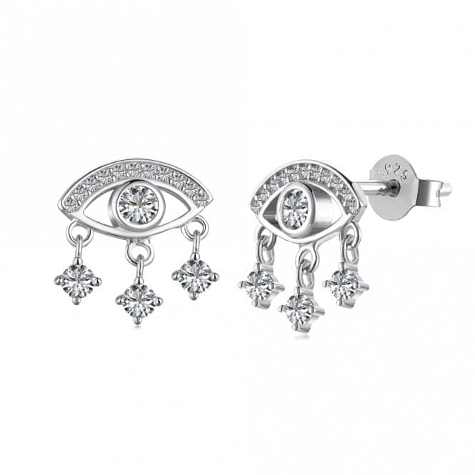 Sterling Silver Rhodium Plated Evil Eye Earrings ERLE035Ellie Rose LondonERLE035