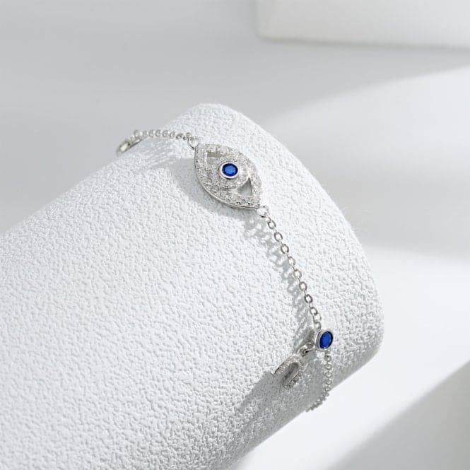 Sterling Silver Rhodium Plated Evil Eye Lucky Horseshoe Bracelet ERLB047Ellie Rose LondonERLB047