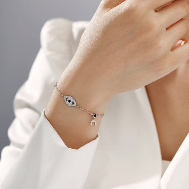 Sterling Silver Rhodium Plated Evil Eye Lucky Horseshoe Bracelet ERLB047Ellie Rose LondonERLB047