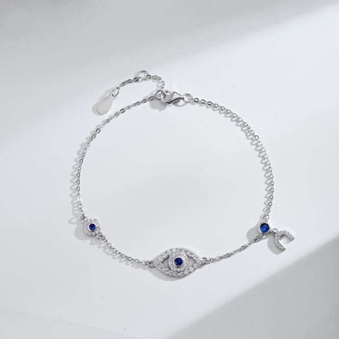 Sterling Silver Rhodium Plated Evil Eye Lucky Horseshoe Bracelet ERLB047Ellie Rose LondonERLB047