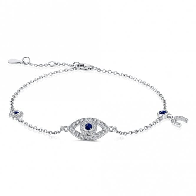 Sterling Silver Rhodium Plated Evil Eye Lucky Horseshoe Bracelet ERLB047Ellie Rose LondonERLB047