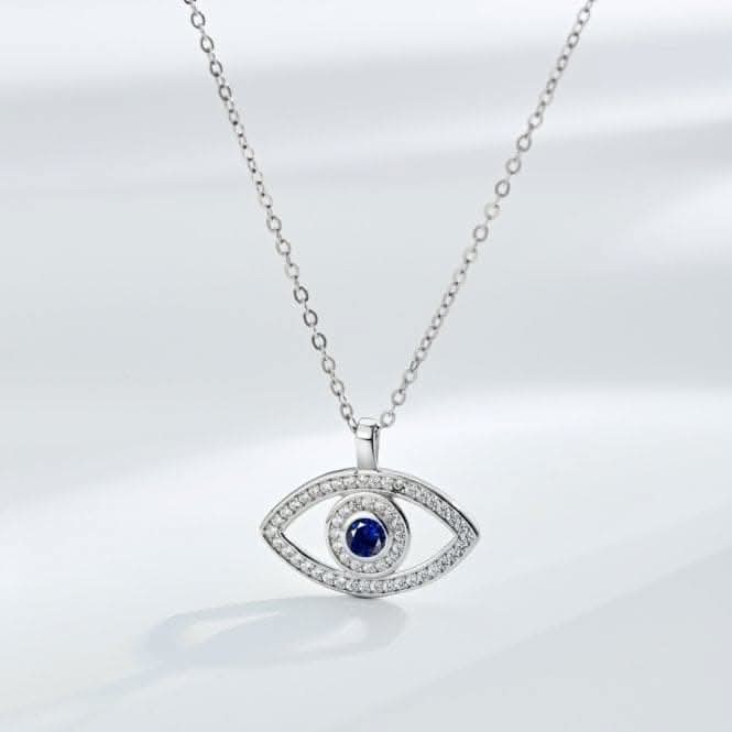 Sterling Silver Rhodium Plated Evil Eye Necklace ERLN008Ellie Rose LondonERLN008