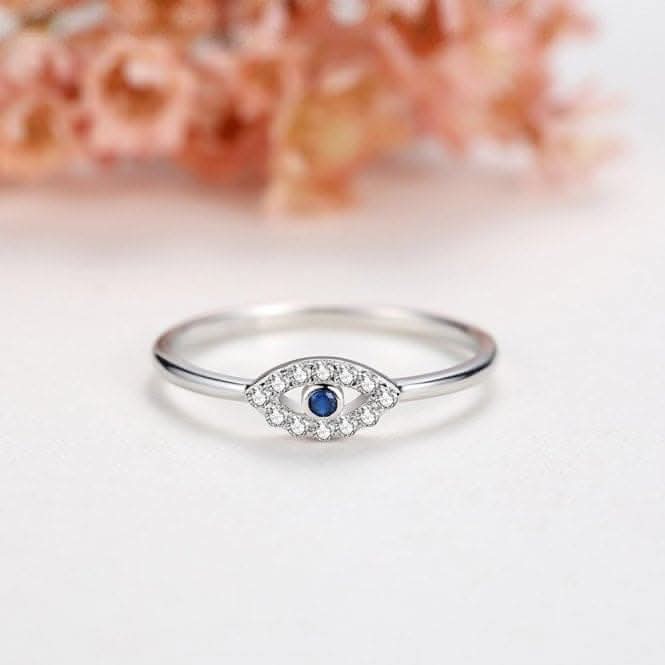Sterling Silver Rhodium Plated Evil Eye Ring ERLR011Ellie Rose LondonERLR011 - 52