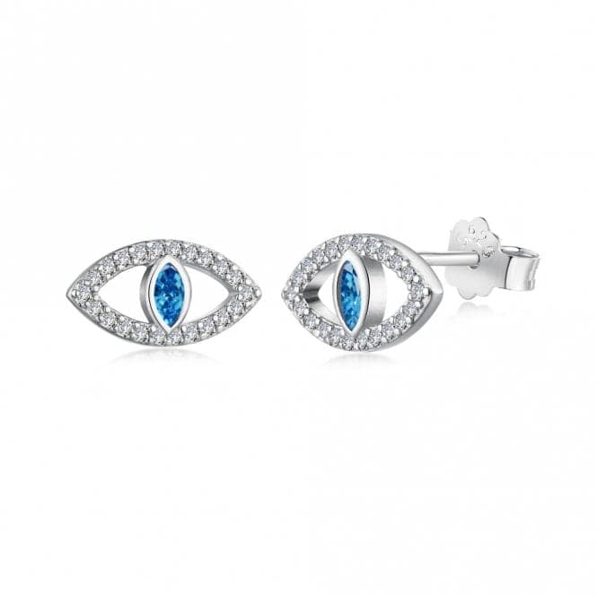 Sterling Silver Rhodium Plated Evil Eye Stud Earrings ERLE082Ellie Rose LondonERLE082