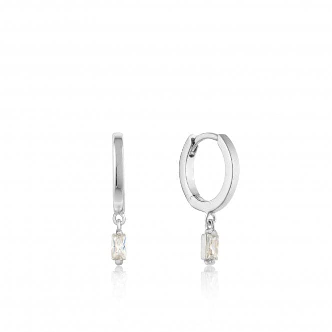 Sterling Silver Rhodium Plated Glow Huggie Hoop Earrings E018 - 09HAnia HaieE018 - 09H