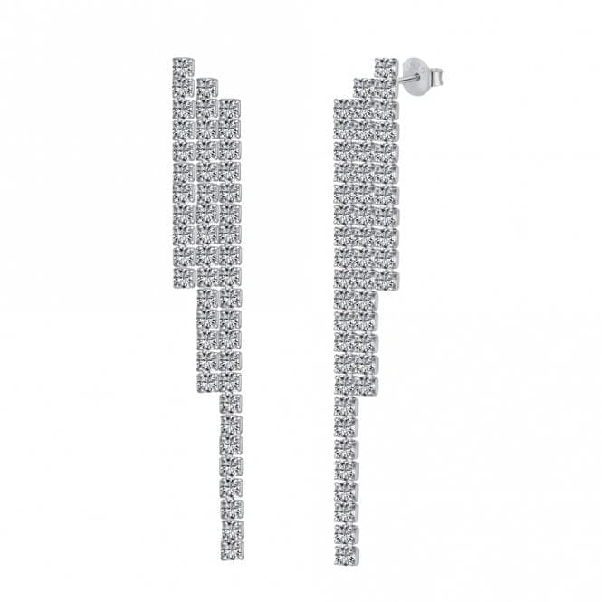 Sterling Silver Rhodium Plated Graduated Drop Sparkling Strand Earrings ERLE037Ellie Rose LondonERLE037