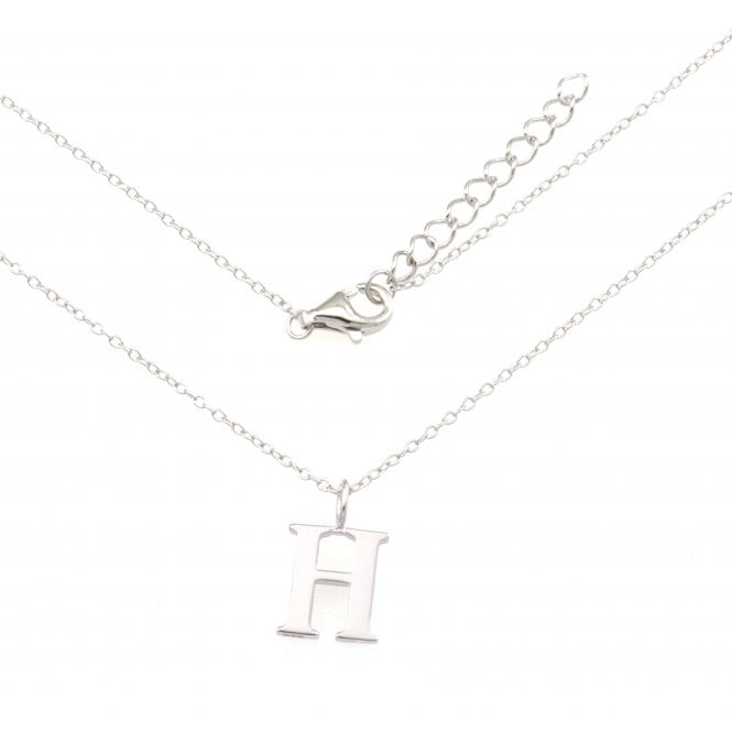 Sterling Silver Rhodium Plated Letter H Necklace ERLN004 - HEllie Rose LondonERLN004 - H