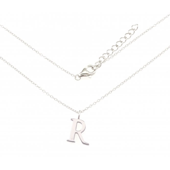 Sterling Silver Rhodium Plated Letter R Necklace ERLN004 - REllie Rose LondonERLN004 - R