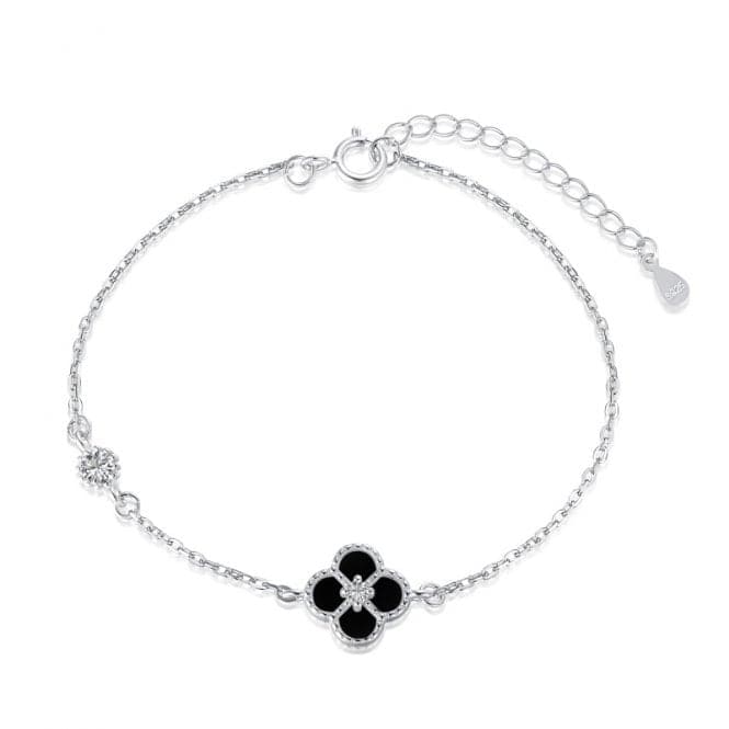 Sterling Silver Rhodium Plated Lucky 4 Leaf Bracelet ERLB017Ellie Rose LondonERLB017