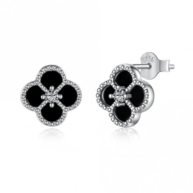 Sterling Silver Rhodium Plated Lucky 4 Leaf Earrings ERLE036Ellie Rose LondonERLE036