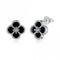 Sterling Silver Rhodium Plated Lucky 4 Leaf Earrings ERLE036Ellie Rose LondonERLE036