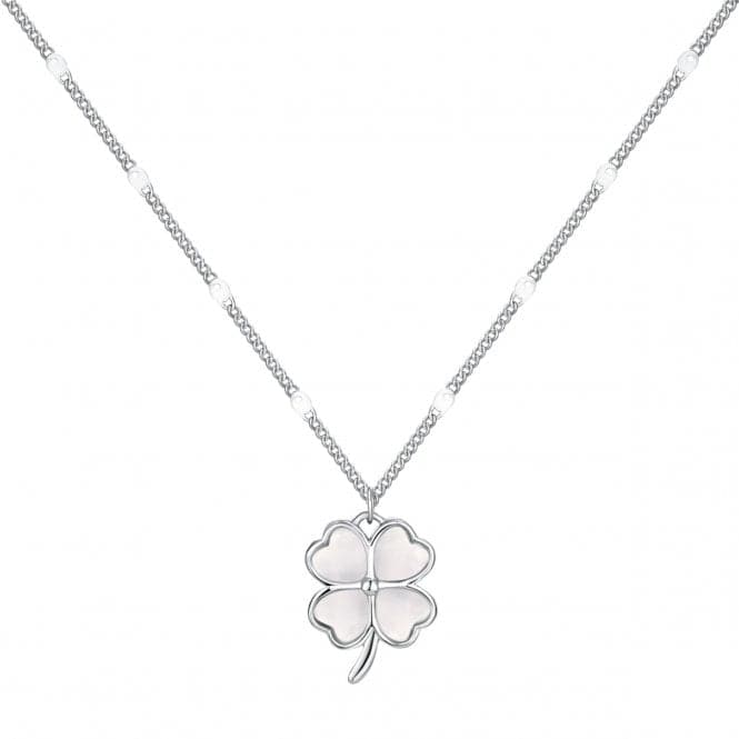 Sterling Silver Rhodium Plated Lucky 4 Leaf Necklace ERLN036Ellie Rose LondonERLN036