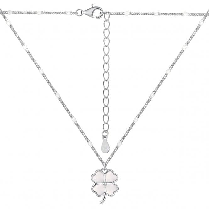 Sterling Silver Rhodium Plated Lucky 4 Leaf Necklace ERLN036Ellie Rose LondonERLN036