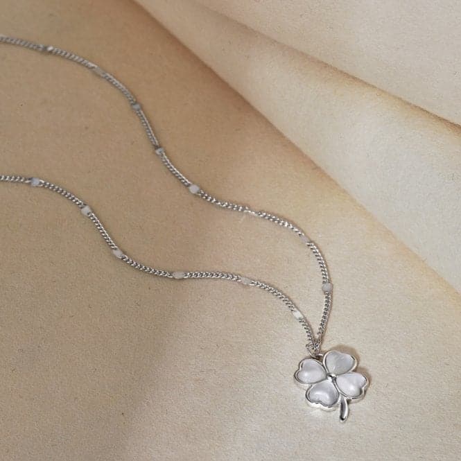 Sterling Silver Rhodium Plated Lucky 4 Leaf Necklace ERLN036Ellie Rose LondonERLN036