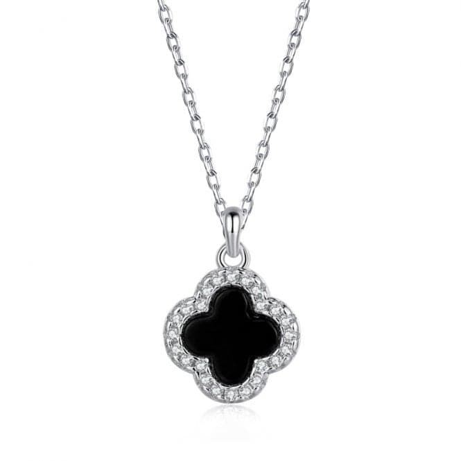 Sterling Silver Rhodium Plated Lucky Four Leaf Necklace ERLN012Ellie Rose LondonERLN012