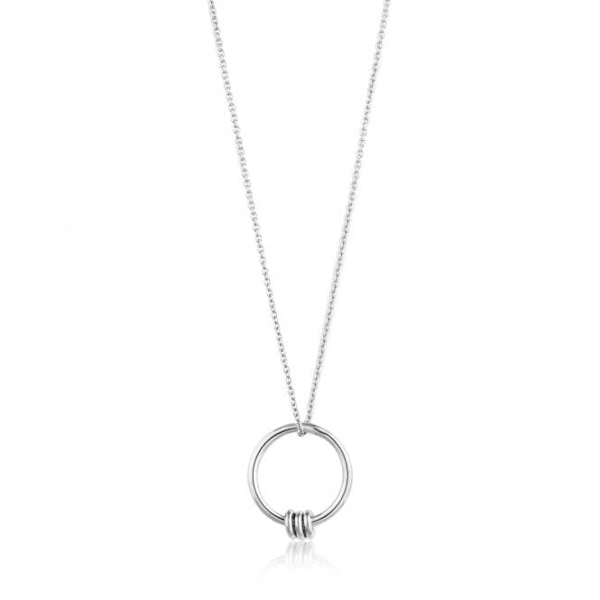 Sterling Silver Rhodium Plated Modern Circle Necklace N002 - 01HAnia HaieN002 - 01H