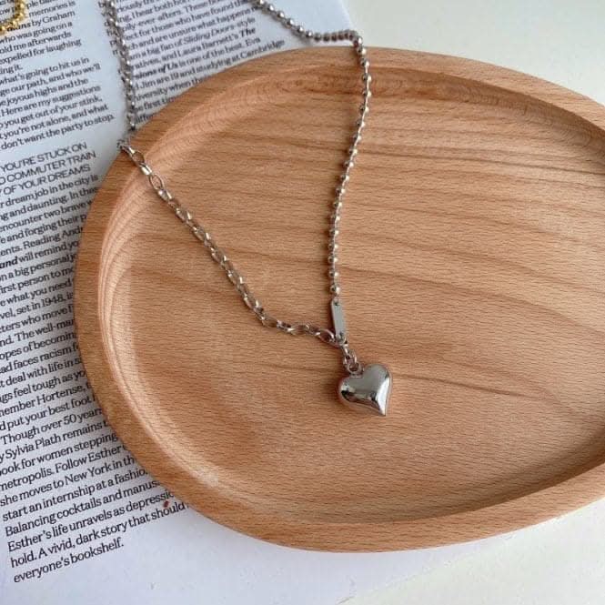 Sterling Silver Rhodium Plated Solid Heart Necklace ERLN011Ellie Rose LondonERLN011