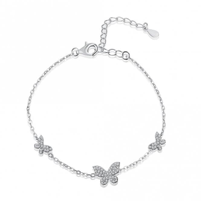 Sterling Silver Rhodium Plated Sparkling Butterfly Bracelet ERLB037Ellie Rose LondonDY150196 - S - W - WH