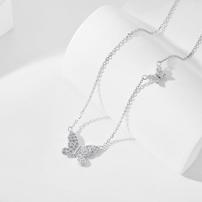 Sterling Silver Rhodium Plated Sparkling Butterfly Necklace ERLN023Ellie Rose LondonERLN023