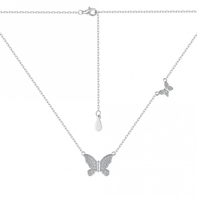 Sterling Silver Rhodium Plated Sparkling Butterfly Necklace ERLN023Ellie Rose LondonERLN023