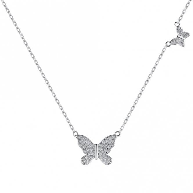 Sterling Silver Rhodium Plated Sparkling Butterfly Necklace ERLN023Ellie Rose LondonERLN023