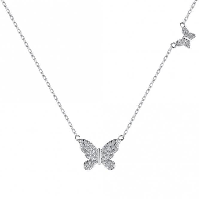 Sterling Silver Rhodium Plated Sparkling Butterfly Necklace ERLN023Ellie Rose LondonERLN023