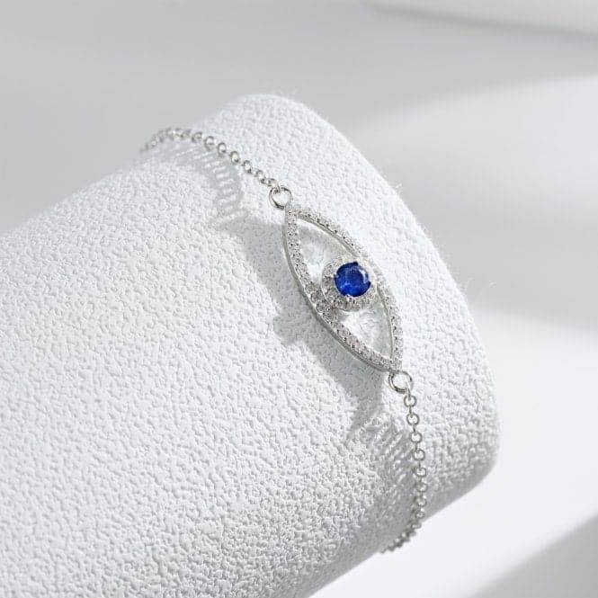 Sterling Silver Rhodium Plated Sparkling Zirconia Evil Eye Bracelet ERLB051Ellie Rose LondonERLB051