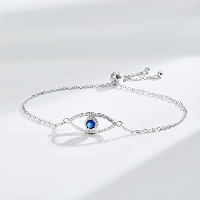 Sterling Silver Rhodium Plated Sparkling Zirconia Evil Eye Bracelet ERLB051Ellie Rose LondonERLB051