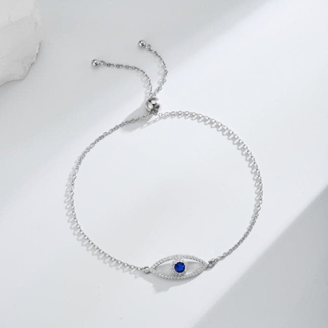 Sterling Silver Rhodium Plated Sparkling Zirconia Evil Eye Bracelet ERLB051Ellie Rose LondonERLB051