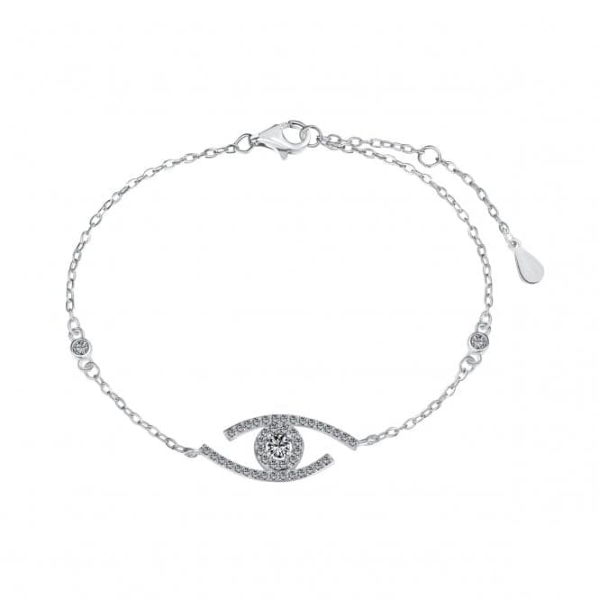 Sterling Silver Rhodium Plated Sparkling Zirconia Evil Eye Bracelet ERLB053Ellie Rose LondonERLB053