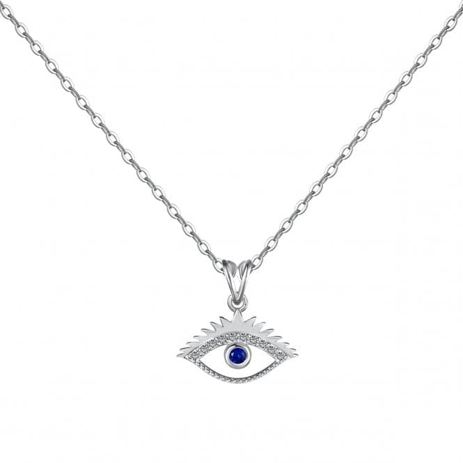 Sterling Silver Rhodium Plated Sparkling Zirconia Evil Eye Necklace ERLN043Ellie Rose LondonERLN043