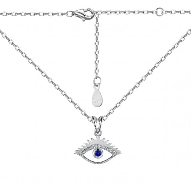 Sterling Silver Rhodium Plated Sparkling Zirconia Evil Eye Necklace ERLN043Ellie Rose LondonERLN043