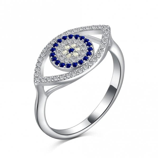 Sterling Silver Rhodium Plated Sparkling Zirconia Evil Eye Ring ERLR010Ellie Rose LondonERLR010 - 52