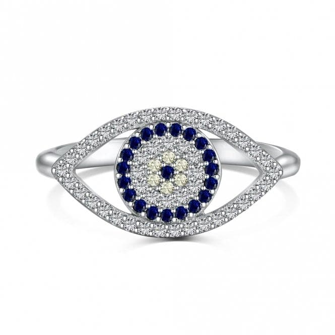 Sterling Silver Rhodium Plated Sparkling Zirconia Evil Eye Ring ERLR010Ellie Rose LondonERLR010 - 52