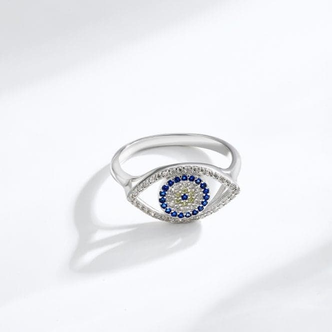 Sterling Silver Rhodium Plated Sparkling Zirconia Evil Eye Ring ERLR010Ellie Rose LondonERLR010 - 52