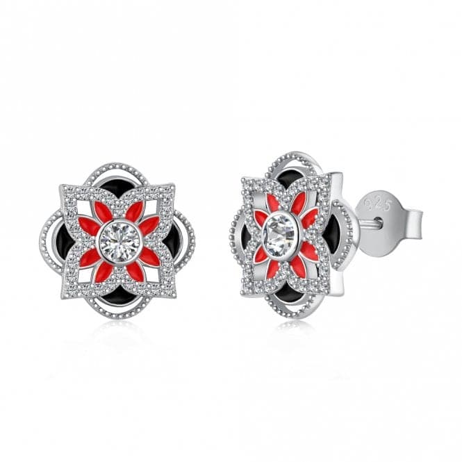 Sterling Silver Rhodium Plated Sparkling Zirconia Lucky 4 Leaf Earrings ERLE076Ellie Rose LondonERLE076