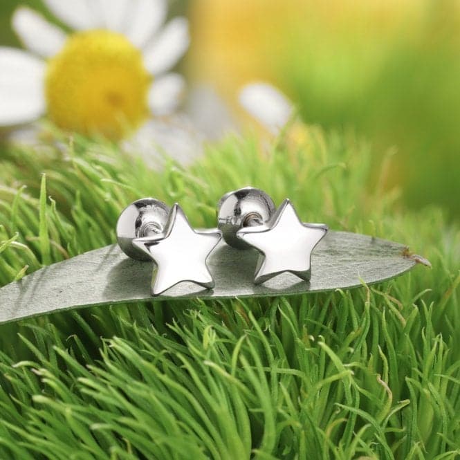 Sterling Silver Rhodium Plated Star Earrings ERLE007Ellie Rose LondonERLE007