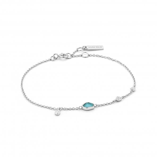 Sterling Silver Rhodium Plated Turquoise Discs Bracelet B014 - 01HAnia HaieB014 - 01H